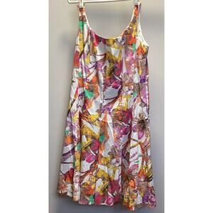 Nine West White Purple Floral Print Fit N Flare Dress Size 10